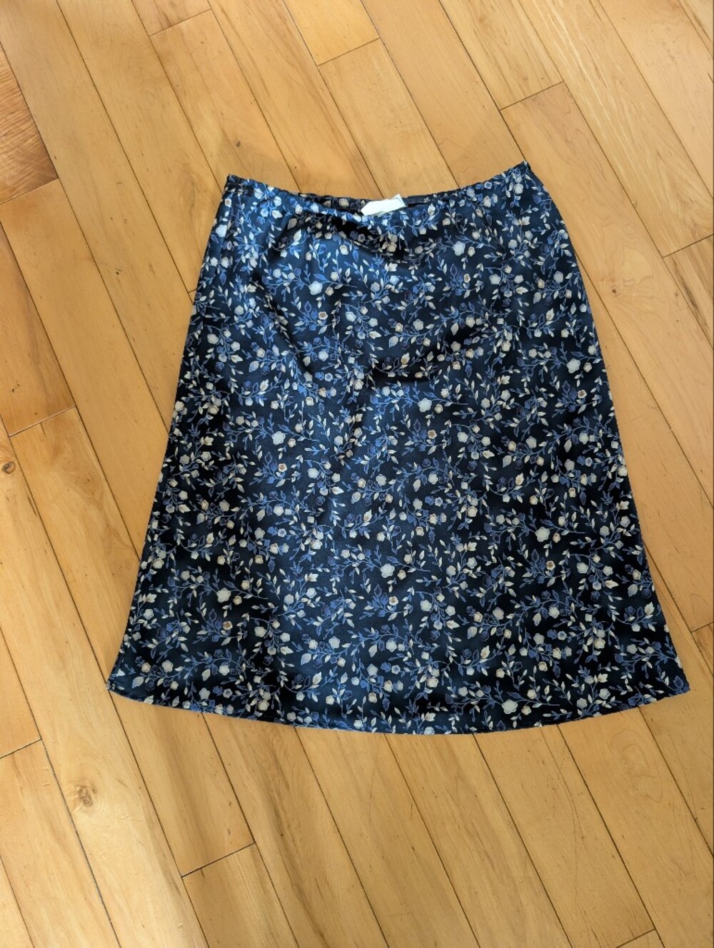 Vintage Blue Floral A-Line Skirt